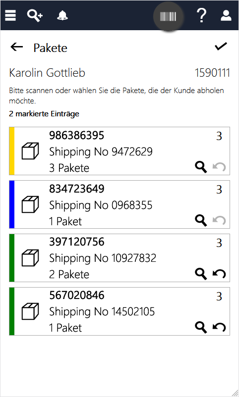 InStore Assistant Screenshot - Click & Collect Prozess